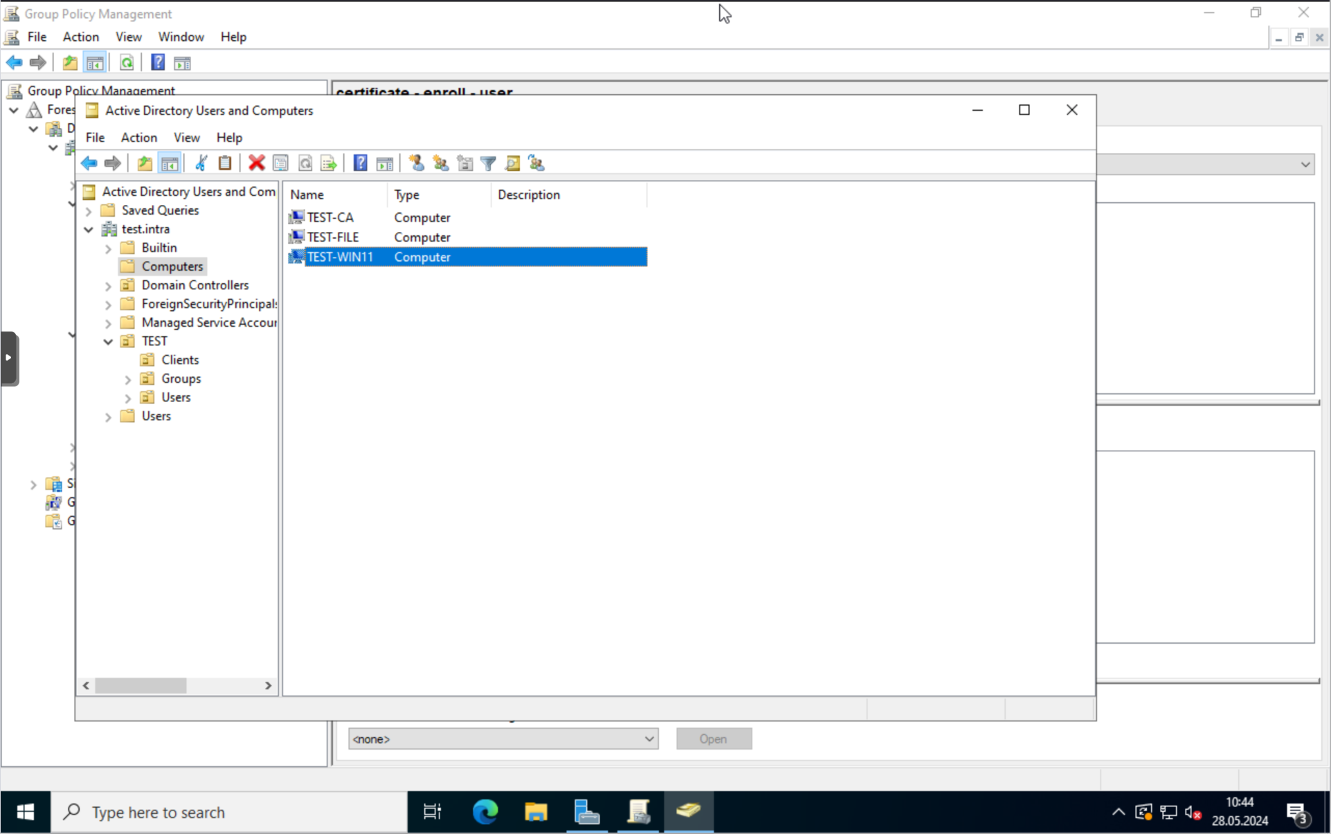 AD: Computer object in the Computers folder