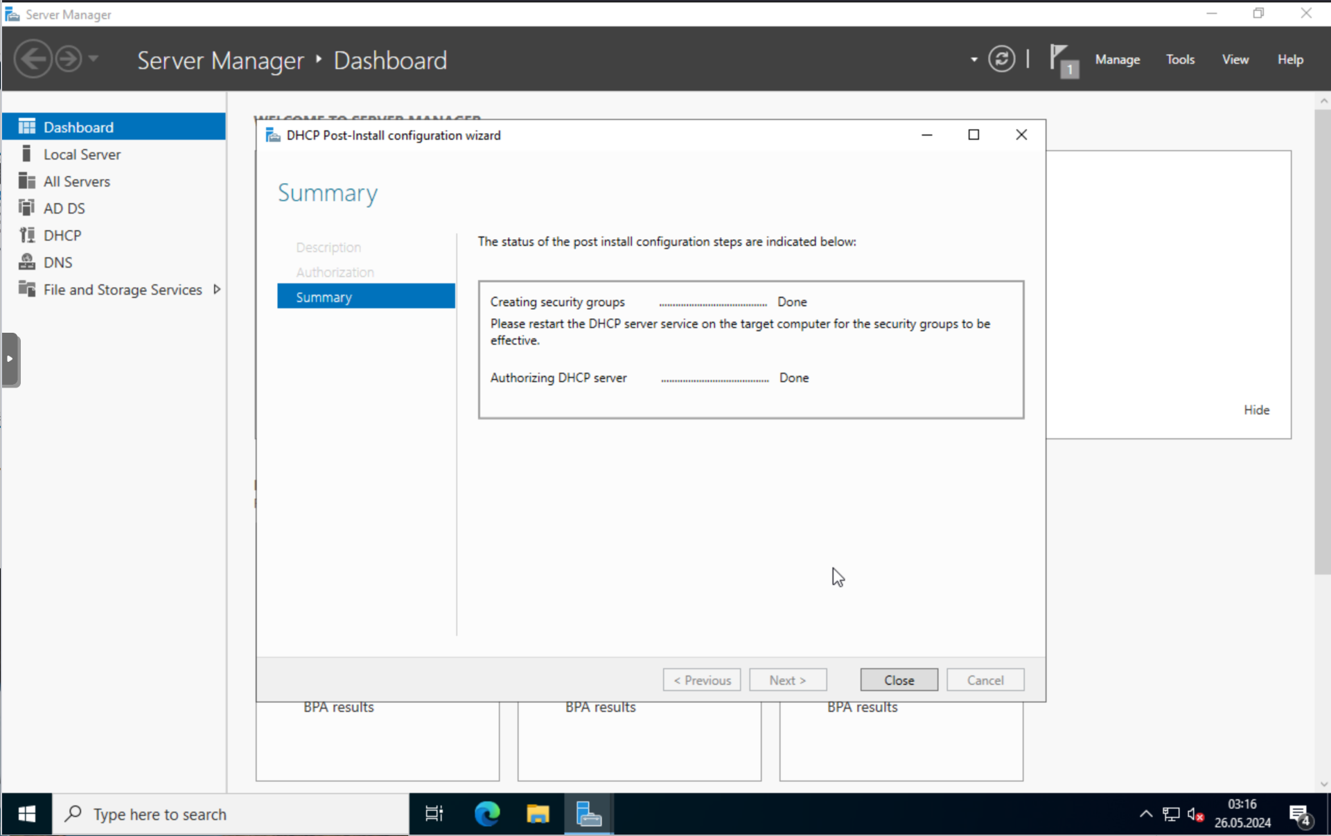 DHCP: Configuration commit step 2