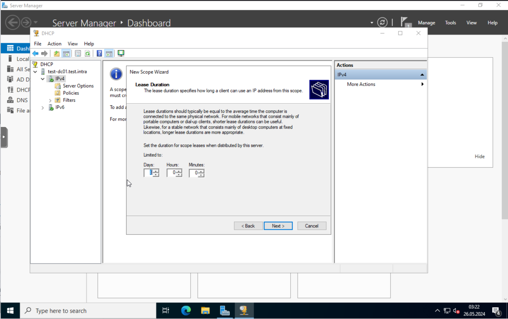 DHCP: Activating the scope