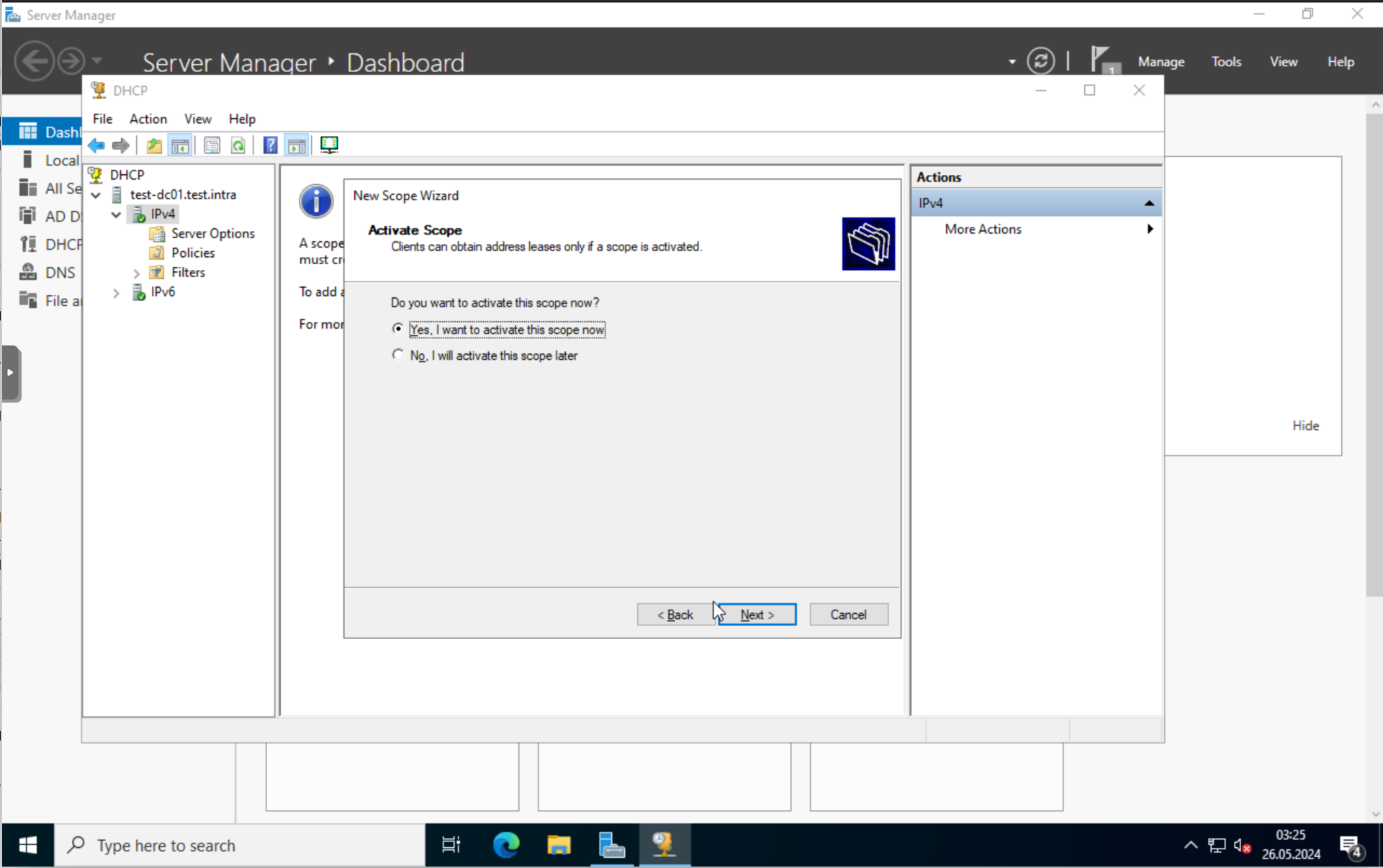 DHCP: Scope address pool