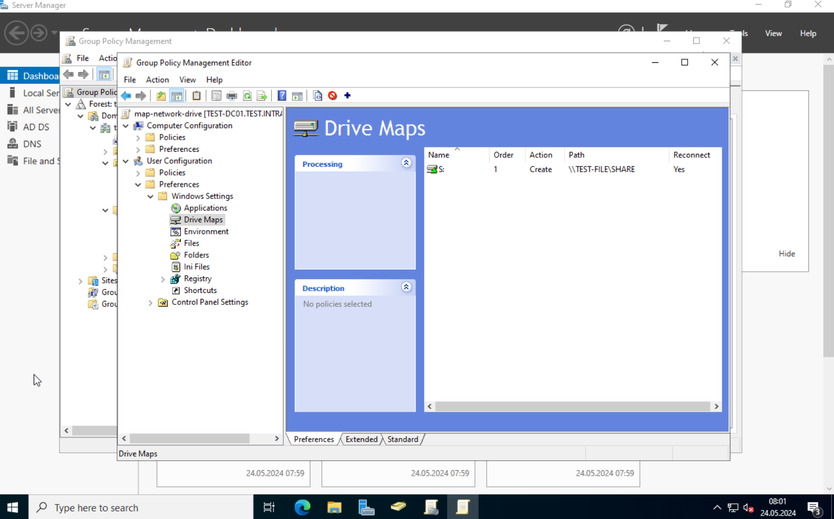 GPO: Drive map entry saved in the policy