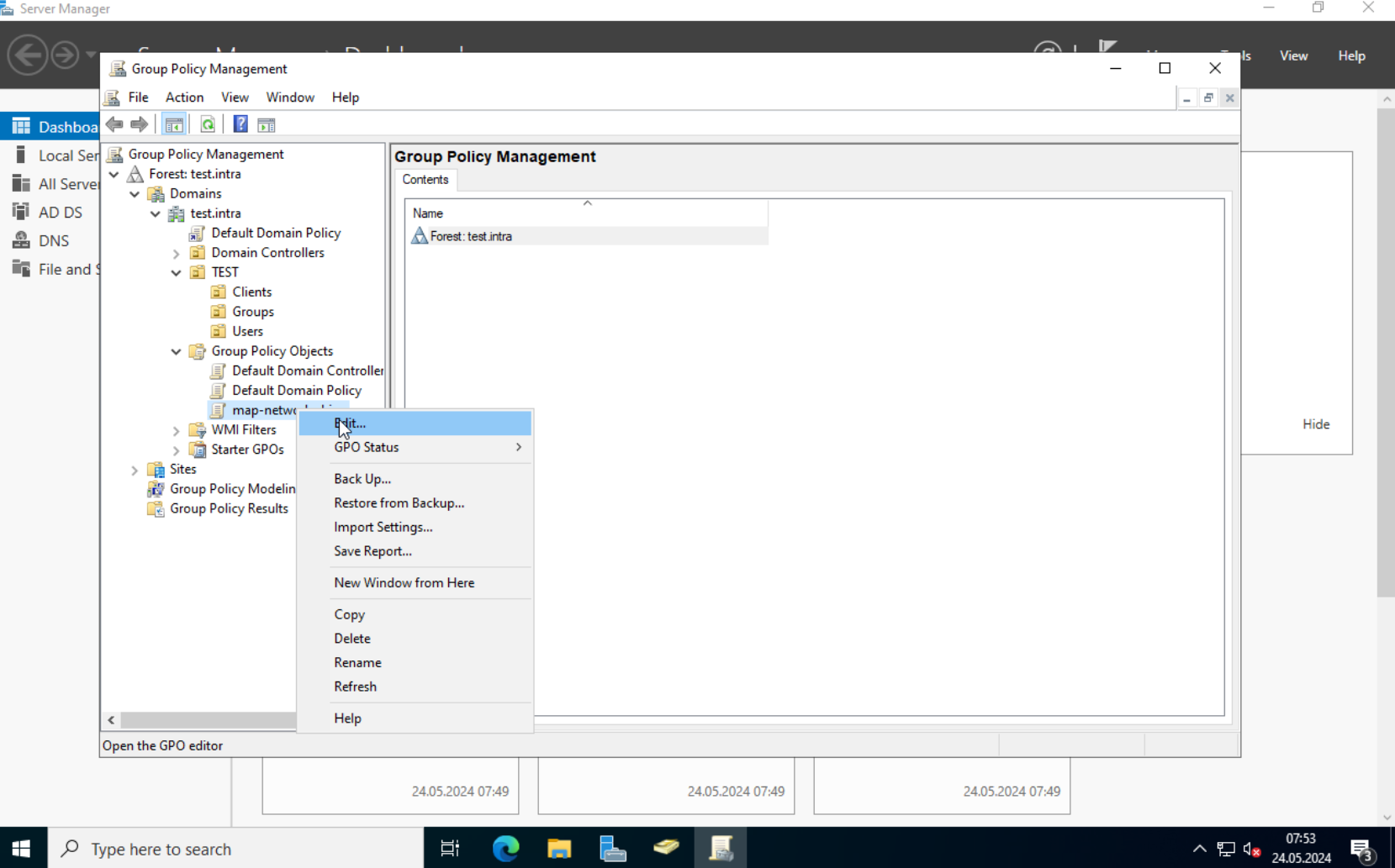 GPO: New policy object created and ready to edit