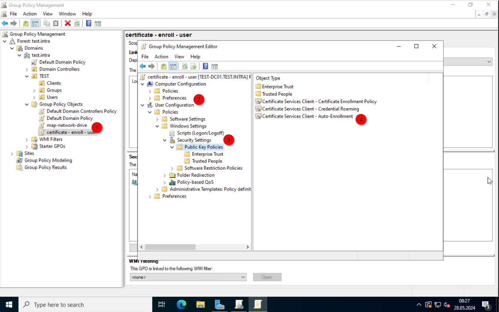 GPO: User auto-enrollment policy settings