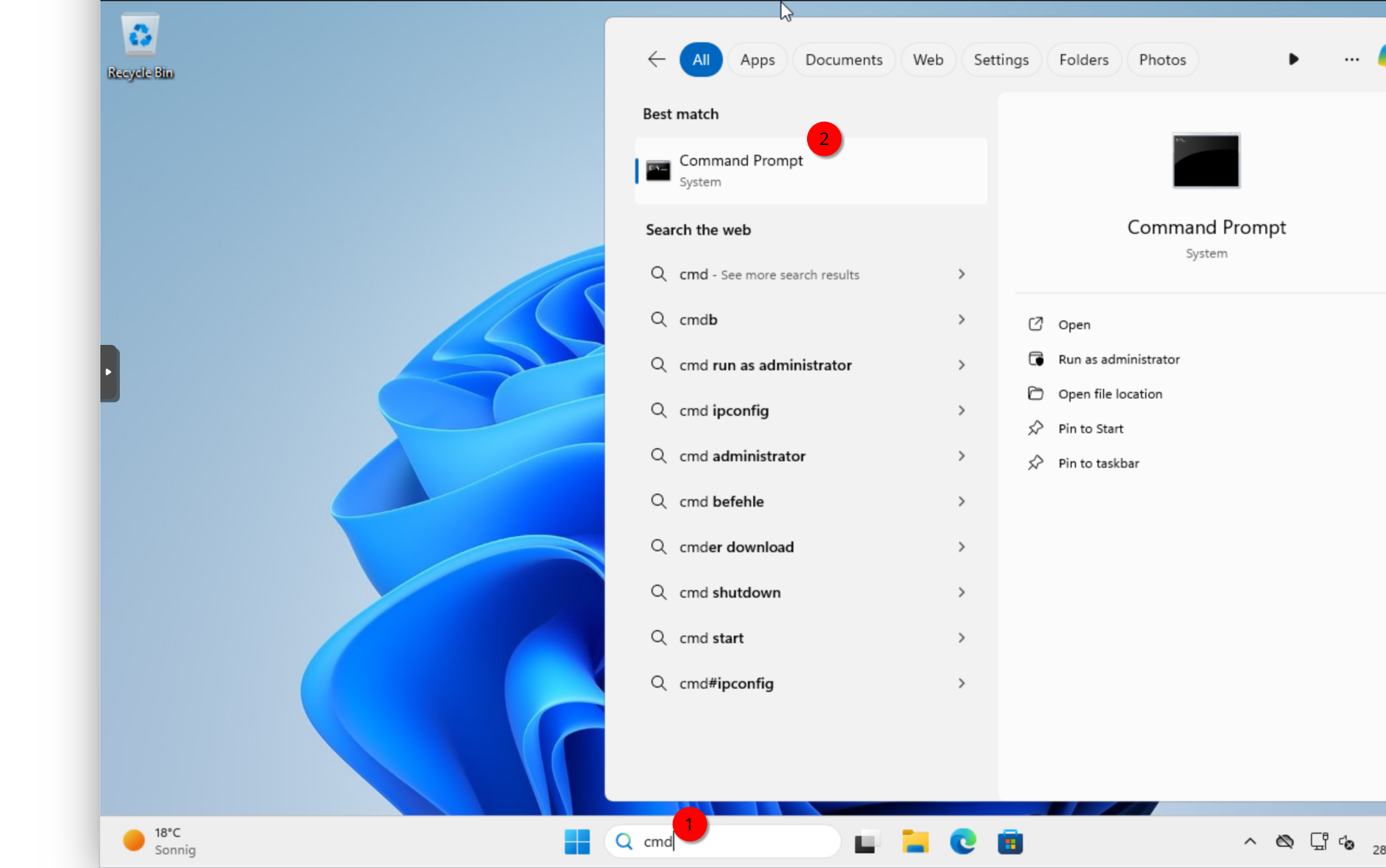 Windows 11: Opening command prompt